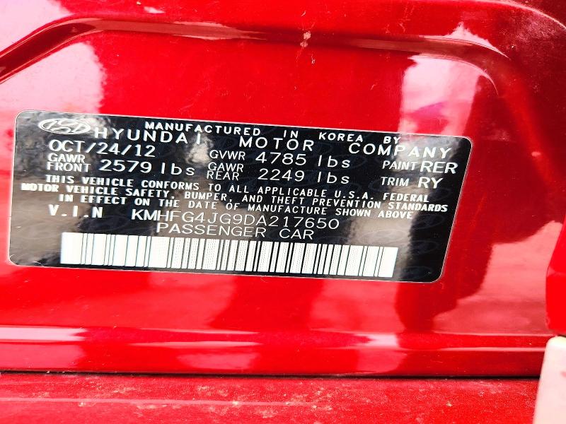 Auction sale of the 2013 Hyundai Azera, vin: KMHFG4JG9DA217650, lot number: 47962376