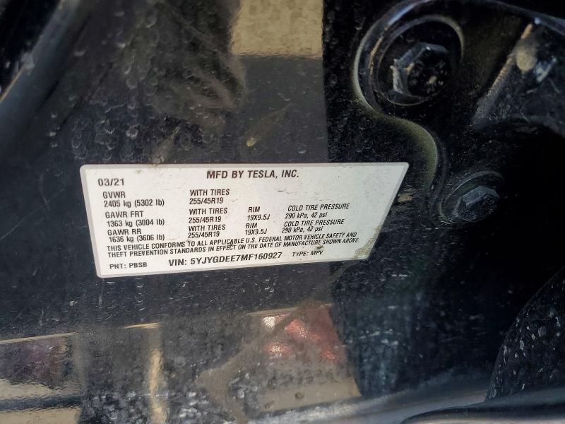 Продаж на аукціоні авто 2021 Tesla Model Y, vin: 5YJYGDEE7MF160927, номер лоту: 45481646
