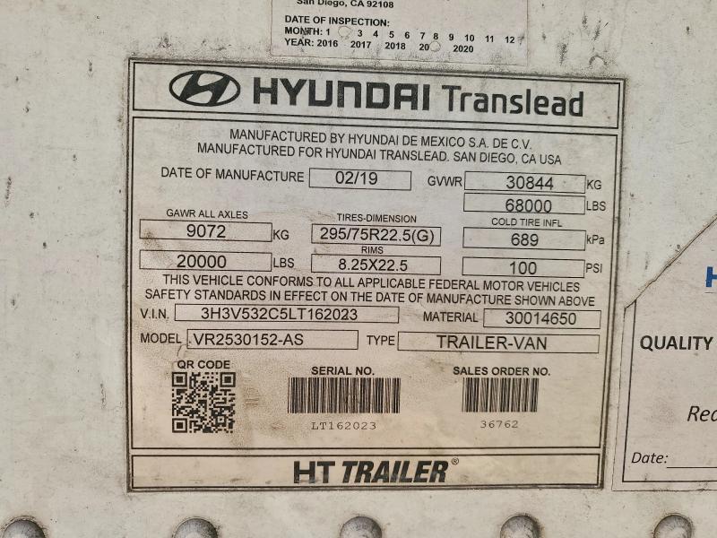 Продаж на аукціоні авто 2020 Utility Trailer Manufacture Trailers, vin: 3H3V532C5LT162023, номер лоту: 79437665