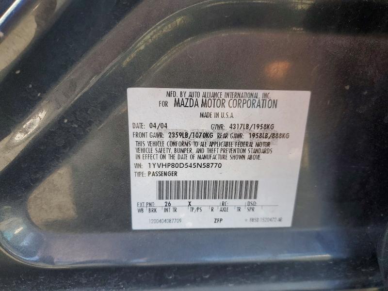 Продажа на аукционе авто 2004 Mazda 6, vin: 1YVHP80D545N58770, номер лота: 47557596
