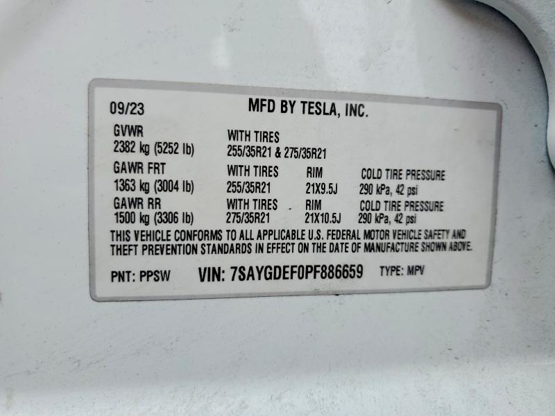 2023 Tesla Model Y მანქანა იყიდება აუქციონზე, vin: 7SAYGDEF0PF886659, აუქციონის ნომერი: 41845516