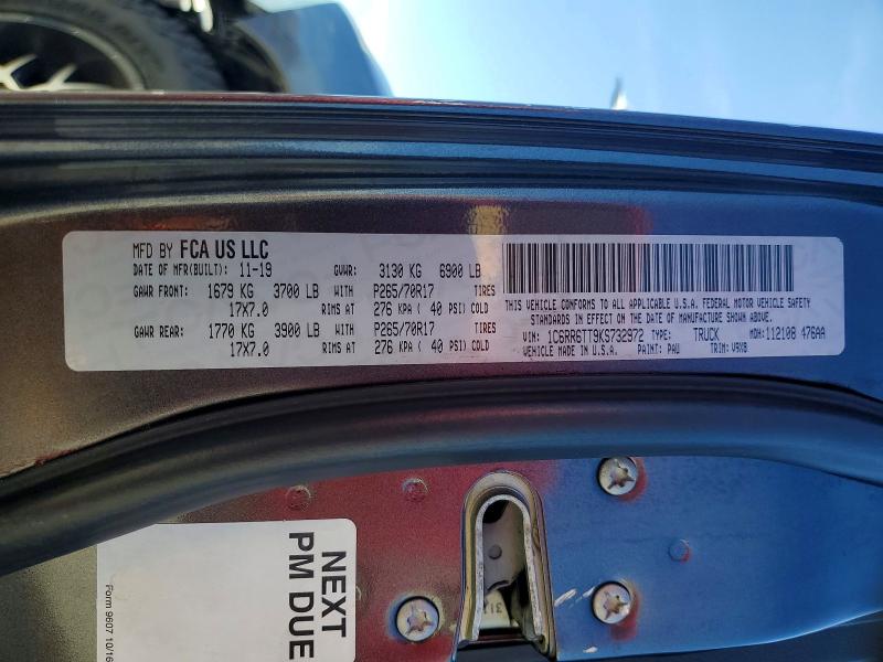 45995016 :رقم المزاد ، 1C6RR6TT9KS732972 vin ، 2019 Ram 1500 Classic مزاد بيع