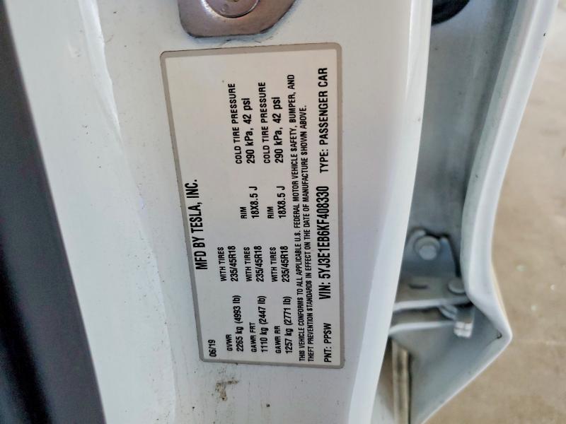 Aukcja sprzedaży 2019 Tesla Model 3, vin: 5YJ3E1EB6KF408330, numer aukcji: 41618526