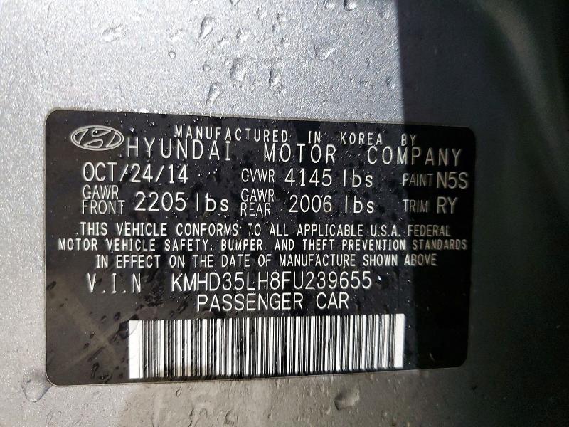 2015 Hyundai Elantra Gt მანქანა იყიდება აუქციონზე, vin: KMHD35LH8FU239655, აუქციონის ნომერი: 46002596