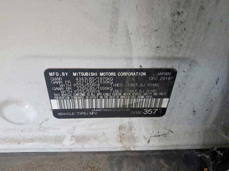 2017 Mitsubishi Outlander Sport მანქანა იყიდება აუქციონზე, vin: JA4AP3AW2HZ026590, აუქციონის ნომერი: 45887066