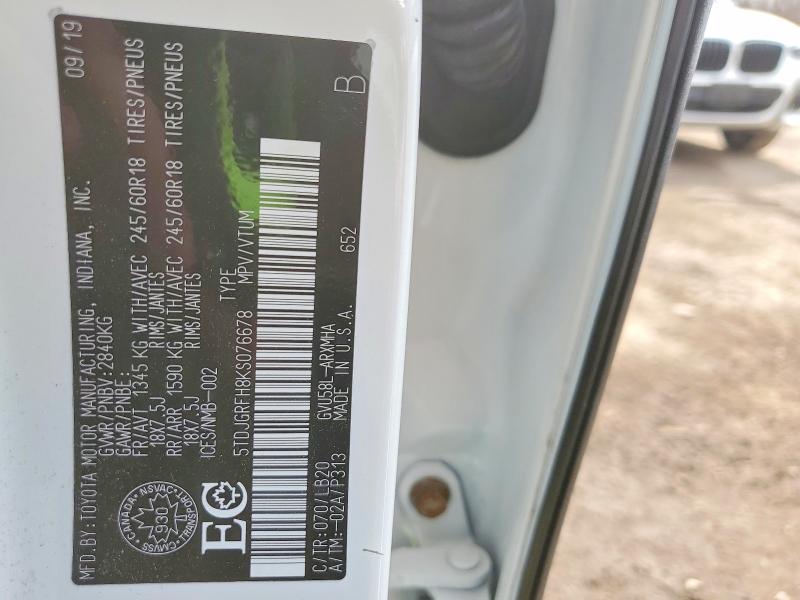 Aukcja sprzedaży 2019 Toyota Highlander Hybrid, vin: 5TDJGRFH8KS076678, numer aukcji: 47958606