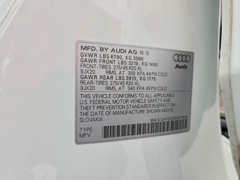 Aukcja sprzedaży 2013 Audi Q7, vin: WA1LGAFE2DD007638, numer aukcji: 79722595
