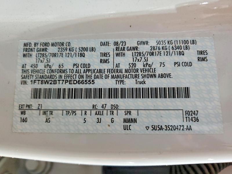 2023 Ford F250 მანქანა იყიდება აუქციონზე, vin: 1FT8W2BT7PED66555, აუქციონის ნომერი: 46006356