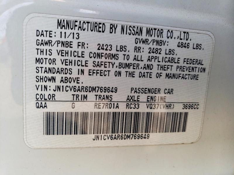 Aukcja sprzedaży 2013 Infiniti G37 Sedan, vin: JN1CV6AR6DM769649, numer aukcji: 47927796