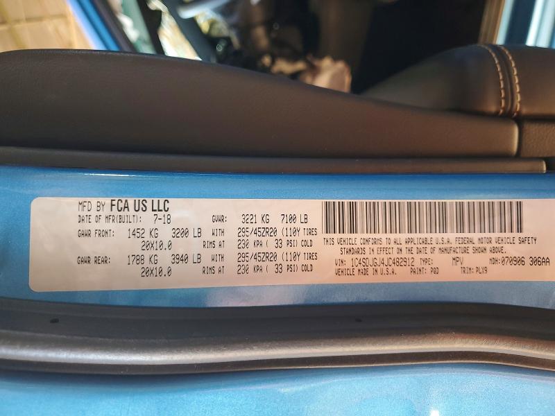 Продажа на аукционе авто 2018 Dodge Durango, vin: 1C4SDJGJ4JC482912, номер лота: 47200356