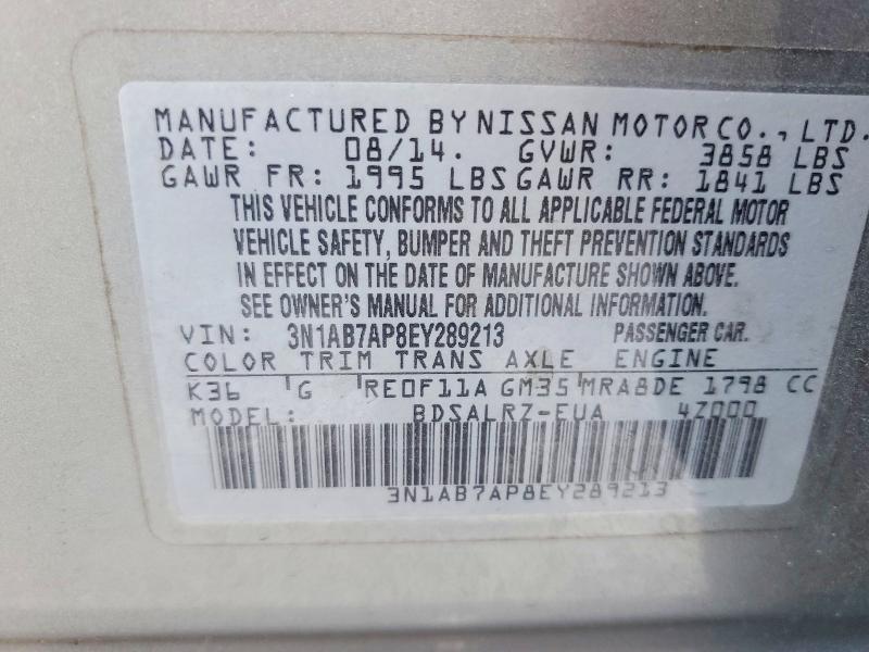 Aukcja sprzedaży 2014 Nissan Sentra, vin: 3N1AB7AP8EY289213, numer aukcji: 79610485