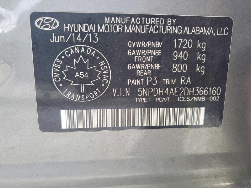 Aukcja sprzedaży 2013 Hyundai Elantra, vin: 5NPDH4AE2DH366160, numer aukcji: 76725505