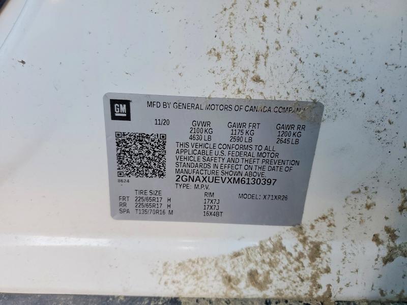 Продажа на аукционе авто 2021 Chevrolet Equinox, vin: 2GNAXUEVXM6130397, номер лота: 46166456
