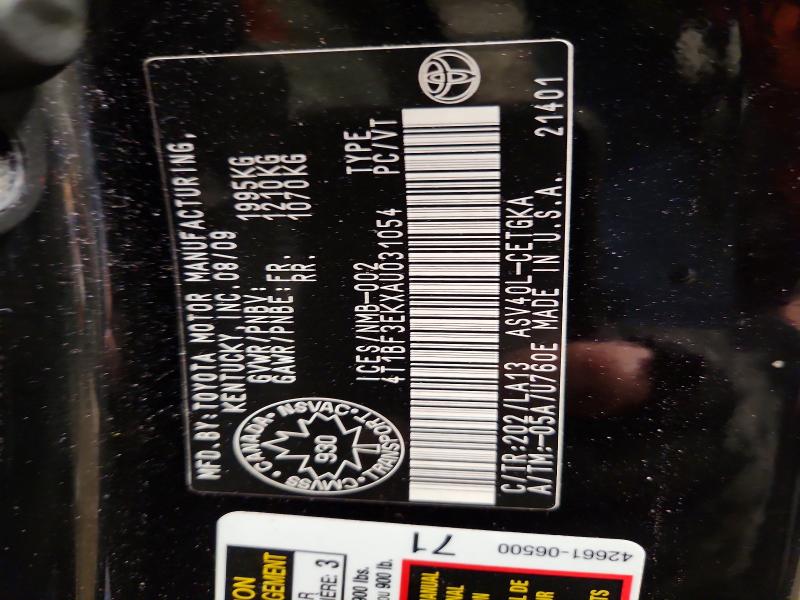 2010 Toyota Camry მანქანა იყიდება აუქციონზე, vin: 4T1BF3EKXAU031054, აუქციონის ნომერი: 45966916