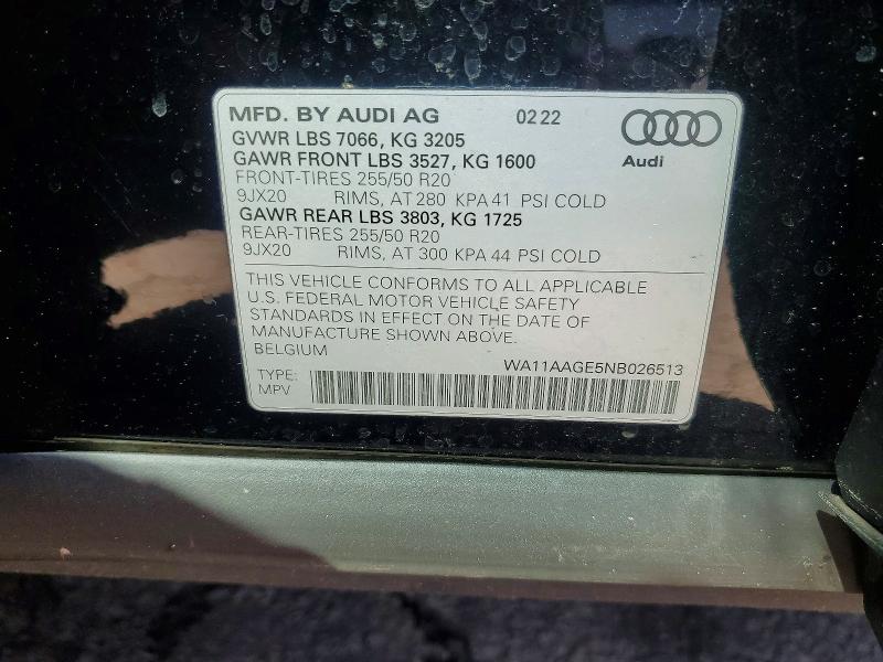 Aukcja sprzedaży 2022 Audi E-tron, vin: WA11AAGE5NB026513, numer aukcji: 41920546