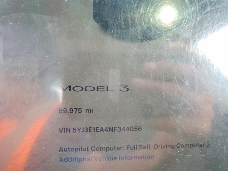 Продаж на аукціоні авто 2022 Tesla Model 3, vin: 5YJ3E1EA4NF344056, номер лоту: 47611326