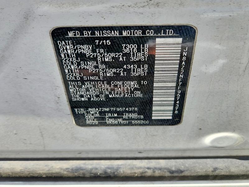 Продажа на аукционе авто 2015 Infiniti Qx80, vin: JN8AZ2NF7F9574378, номер лота: 45929296