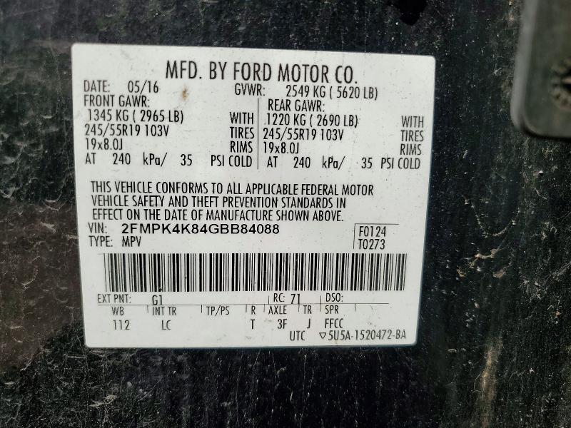 Aukcja sprzedaży 2016 Ford Edge, vin: 2FMPK4K84GBB84088, numer aukcji: 47584826
