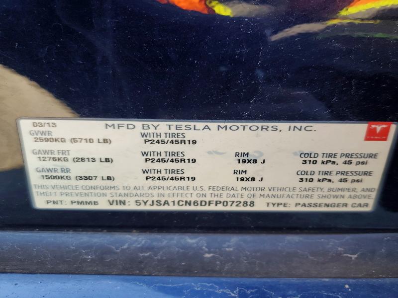 Продаж на аукціоні авто 2013 Tesla Model S, vin: 5YJSA1CN6DFP07288, номер лоту: 46889346
