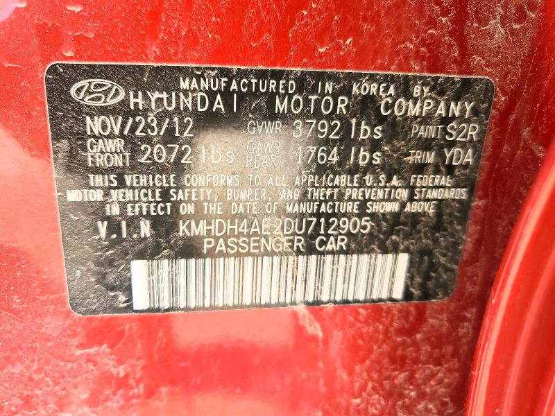 45463826 :رقم المزاد ، KMHDH4AE2DU712905 vin ، 2013 Hyundai Elantra مزاد بيع