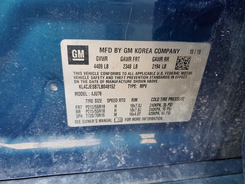 2020 Buick Encore მანქანა იყიდება აუქციონზე, vin: KL4CJESB7LB048152, აუქციონის ნომერი: 47046126