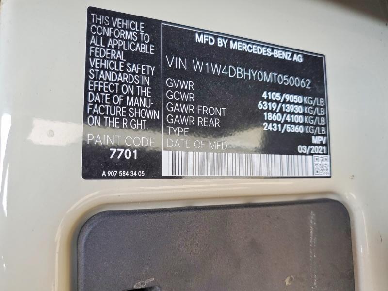 41977456 :رقم المزاد ، W1W4DBHY0MT050062 vin ، 2021 Mercedes Benz Sprinter مزاد بيع