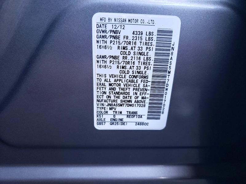 Продаж на аукціоні авто 2013 Nissan Rogue, vin: JN8AS5MT7DW017028, номер лоту: 78733855