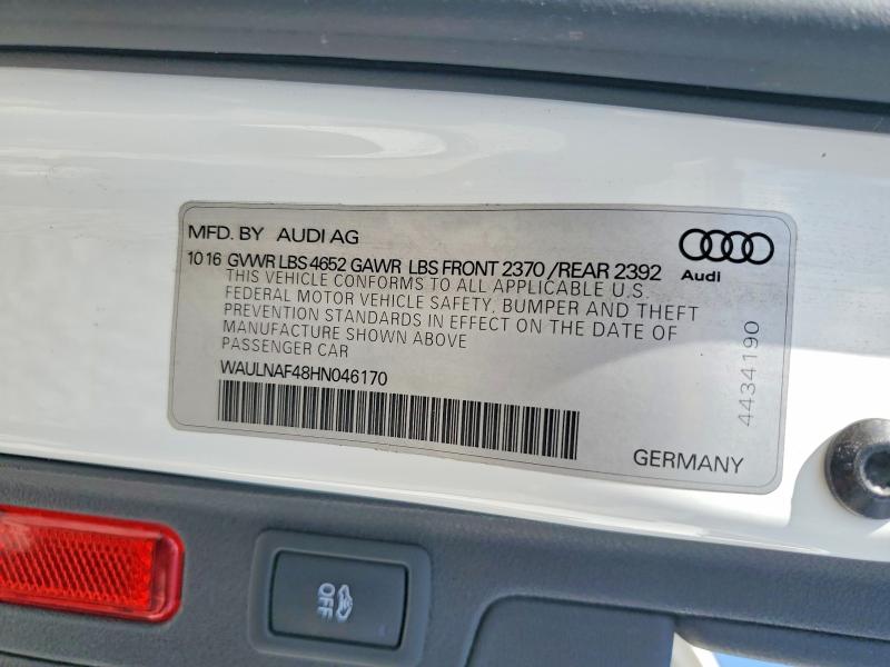 Продажа на аукционе авто 2017 Audi A4, vin: WAULNAF48HN046170, номер лота: 46632026