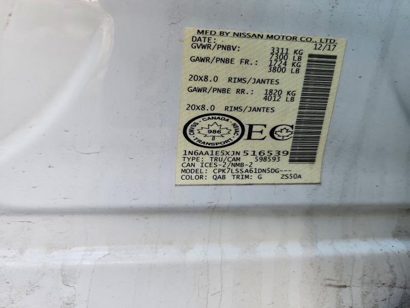 2018 Nissan Titan მანქანა იყიდება აუქციონზე, vin: 1N6AA1E5XJN516539, აუქციონის ნომერი: 79543925