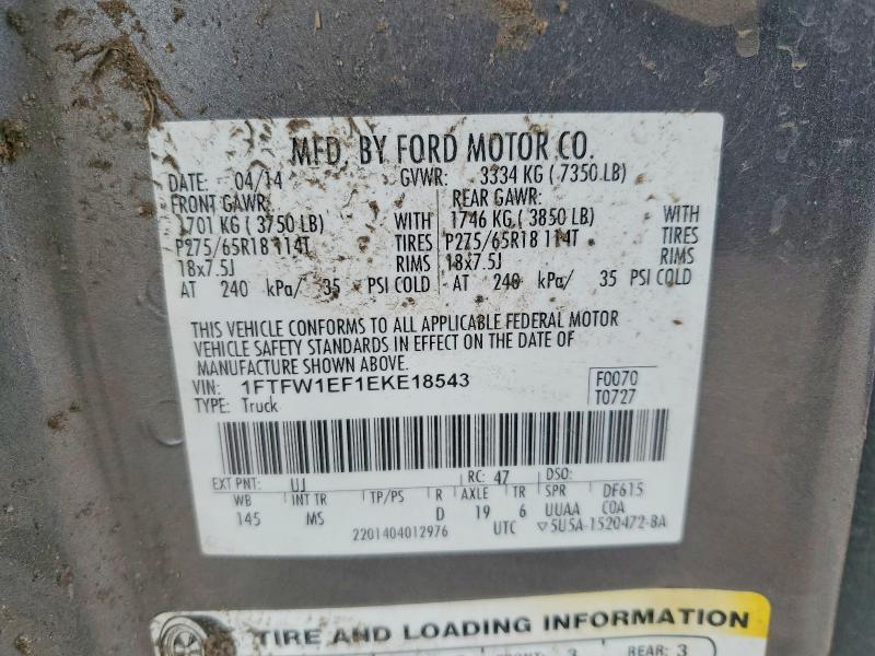 Продаж на аукціоні авто 2014 Ford F150, vin: 1FTFW1EF1EKE18543, номер лоту: 46900556