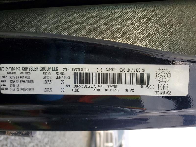 47035716 :رقم المزاد ، 1J4BA5H18AL205673 vin ، 2010 Jeep Wrangler Unlimited مزاد بيع