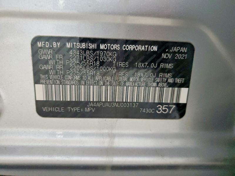 Продаж на аукціоні авто 2022 Mitsubishi Outlander Sport, vin: JA4APUAU3NU003137, номер лоту: 48287886