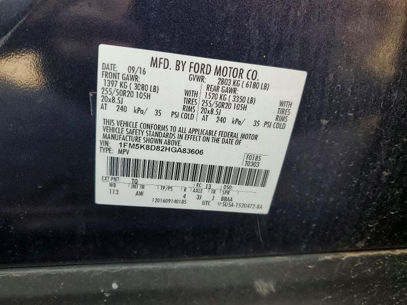 Aukcja sprzedaży 2017 Ford Explorer, vin: 1FM5K8D82HGA83606, numer aukcji: 46422586