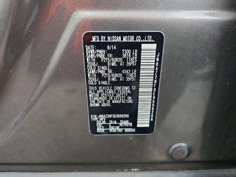 Aukcja sprzedaży 2014 Infiniti Qx80, vin: JN8AZ2NF0E9556268, numer aukcji: 79831225