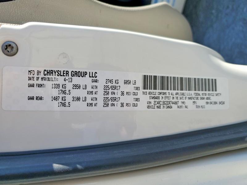 2013 Chrysler Town & Country მანქანა იყიდება აუქციონზე, vin: 2C4RC1BG3DR744007, აუქციონის ნომერი: 41604366
