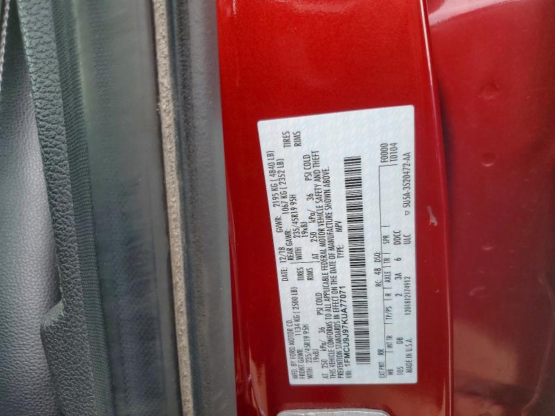 48301526 :رقم المزاد ، 1FMCU9J97KUA77071 vin ، 2019 Ford Escape مزاد بيع