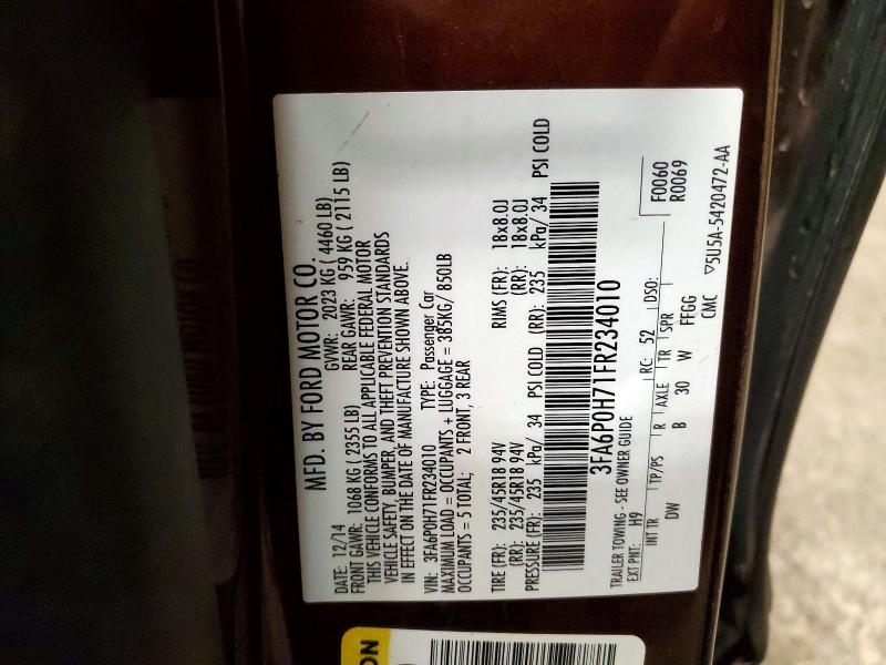 2015 Ford Fusion მანქანა იყიდება აუქციონზე, vin: 3FA6P0H71FR234010, აუქციონის ნომერი: 41755626