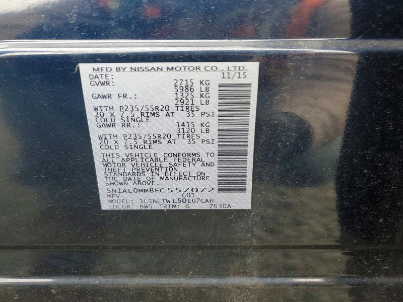 46051266 :رقم المزاد ، 5N1AL0MM8FC557072 vin ، 2015 Infiniti Qx60 مزاد بيع