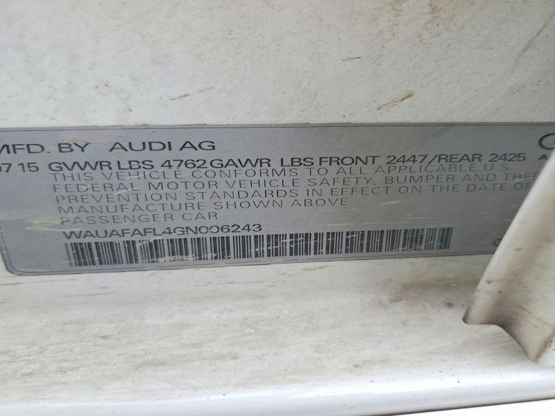 Продажа на аукционе авто 2016 Audi A4, vin: WAUAFAFL4GN006243, номер лота: 47825366
