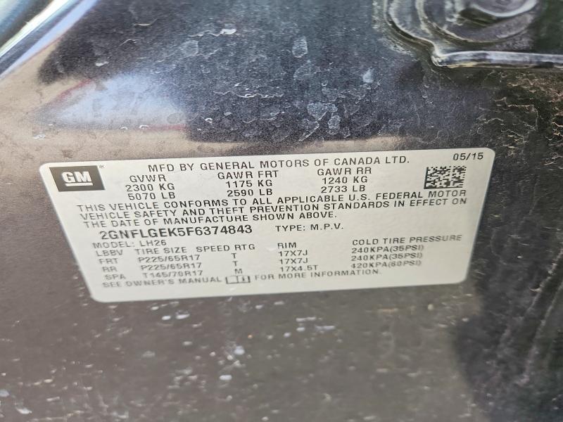 Aukcja sprzedaży 2015 Chevrolet Equinox, vin: 2GNFLGEK5F6374843, numer aukcji: 47203076