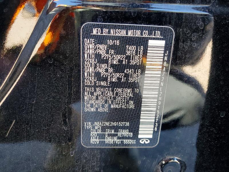 Aukcja sprzedaży 2017 Infiniti Qx80, vin: JN8AZ2NE2H9152738, numer aukcji: 46765556