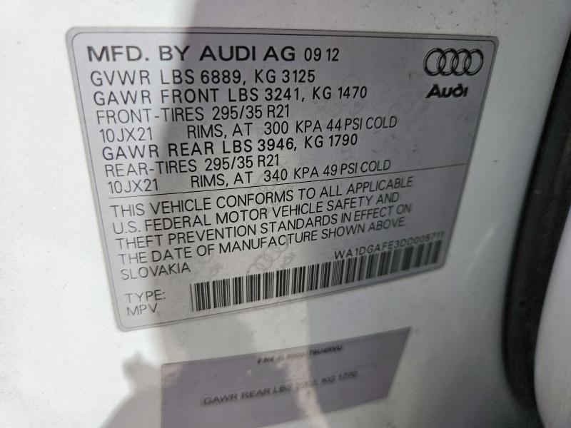 Aukcja sprzedaży 2013 Audi Q7, vin: WA1DGAFE3DD005711, numer aukcji: 47965626