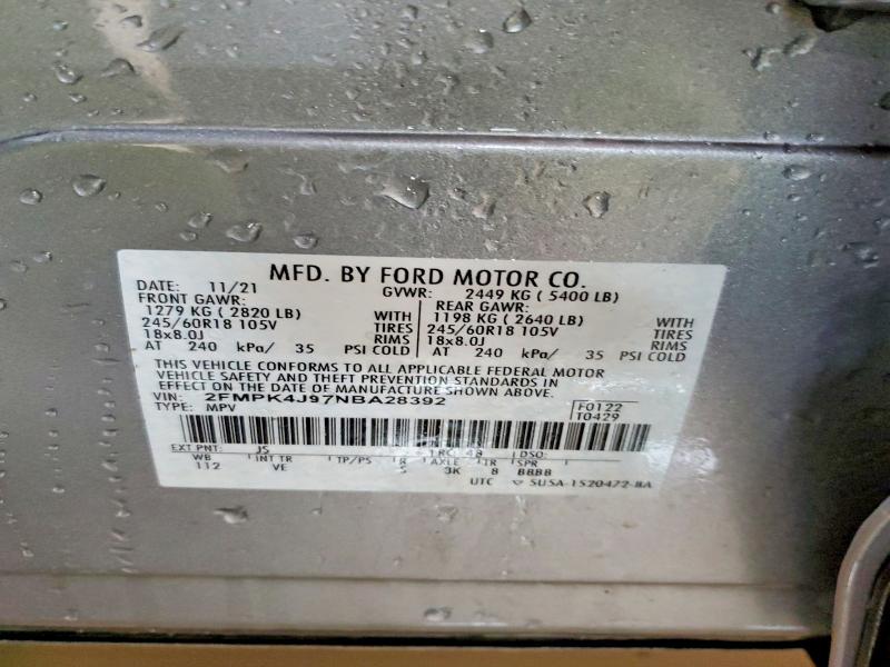 Продаж на аукціоні авто 2022 Ford Edge, vin: 2FMPK4J97NBA28392, номер лоту: 79950225