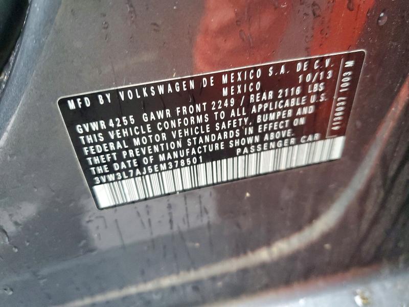 45769066 :رقم المزاد ، 3VW3L7AJ5EM378501 vin ، 2014 Volkswagen Jetta مزاد بيع