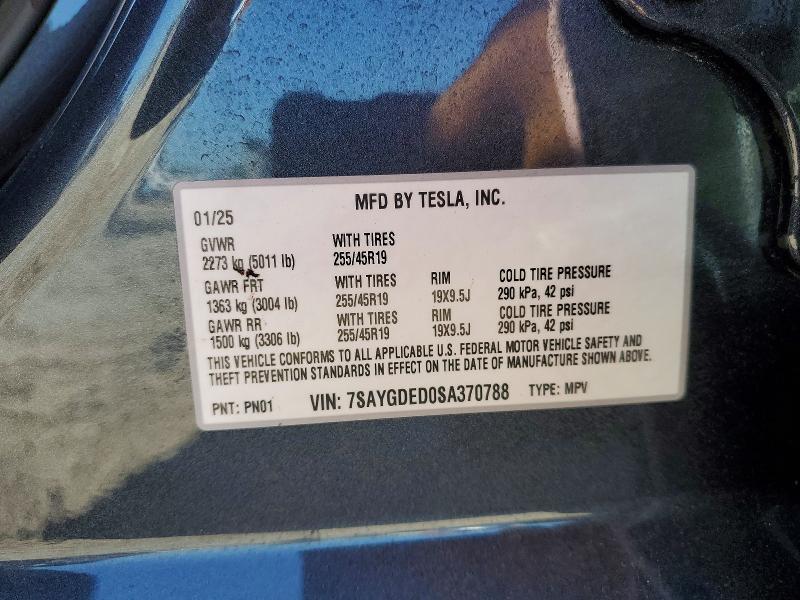 Aukcja sprzedaży 2025 Tesla Model Y, vin: 7SAYGDED0SA370788, numer aukcji: 45877506