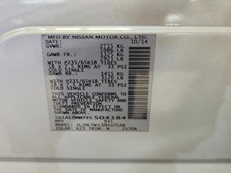 2015 Infiniti Qx60 მანქანა იყიდება აუქციონზე, vin: 5N1AL0MM7FC504184, აუქციონის ნომერი: 79078365
