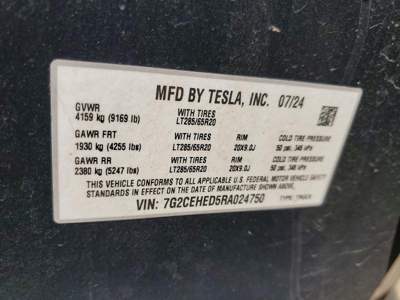 Продажа на аукционе авто 2024 Tesla Cybertruck, vin: 7G2CEHED5RA024750, номер лота: 46858816