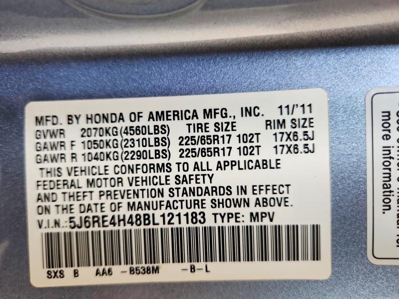 47415346 :رقم المزاد ، 5J6RE4H48BL121183 vin ، 2011 Honda Cr-v مزاد بيع