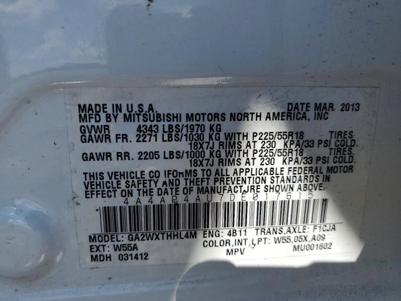 Продаж на аукціоні авто 2013 Mitsubishi Outlander Sport, vin: 4A4AP4AU7DE017615, номер лоту: 41967206