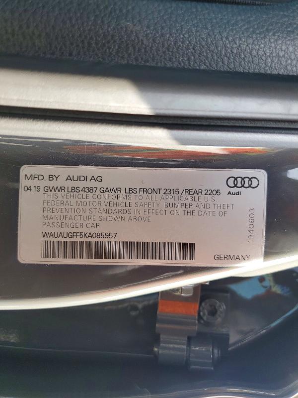 Продажа на аукционе авто 2019 Audi A3, vin: WAUAUGFF5KA085957, номер лота: 79952175